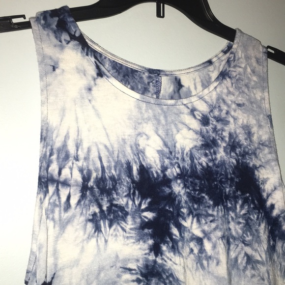 Tie-dye blue and white t-shirt dress - Picture 2 of 3